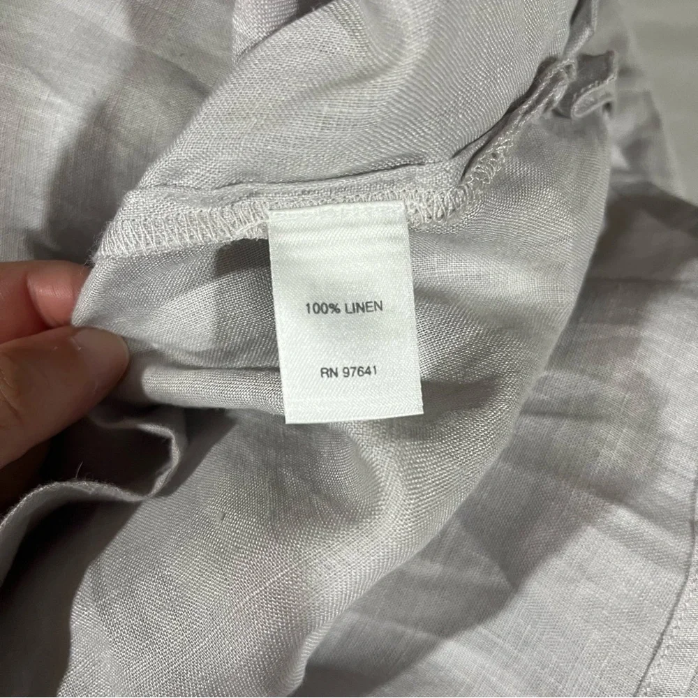 J. Jill Love Linen 100% Linen Light Gray Silver Button Down Shirt - Picture 7 of 10